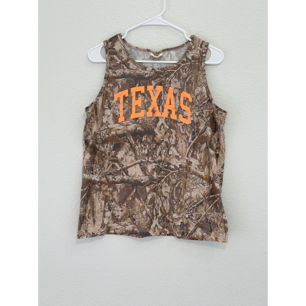 State of Mine Womens Texas Camo Tank Top‎ Brown Orange Forest Camouflage Medium